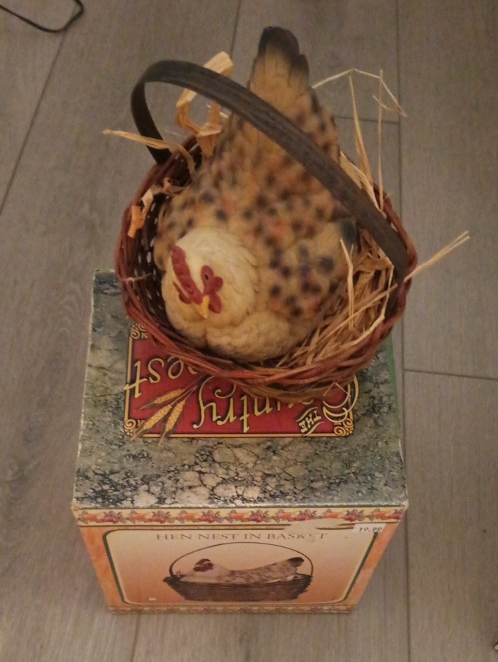 Decorative Hen in Basket - Beige & Brown - Unbranded